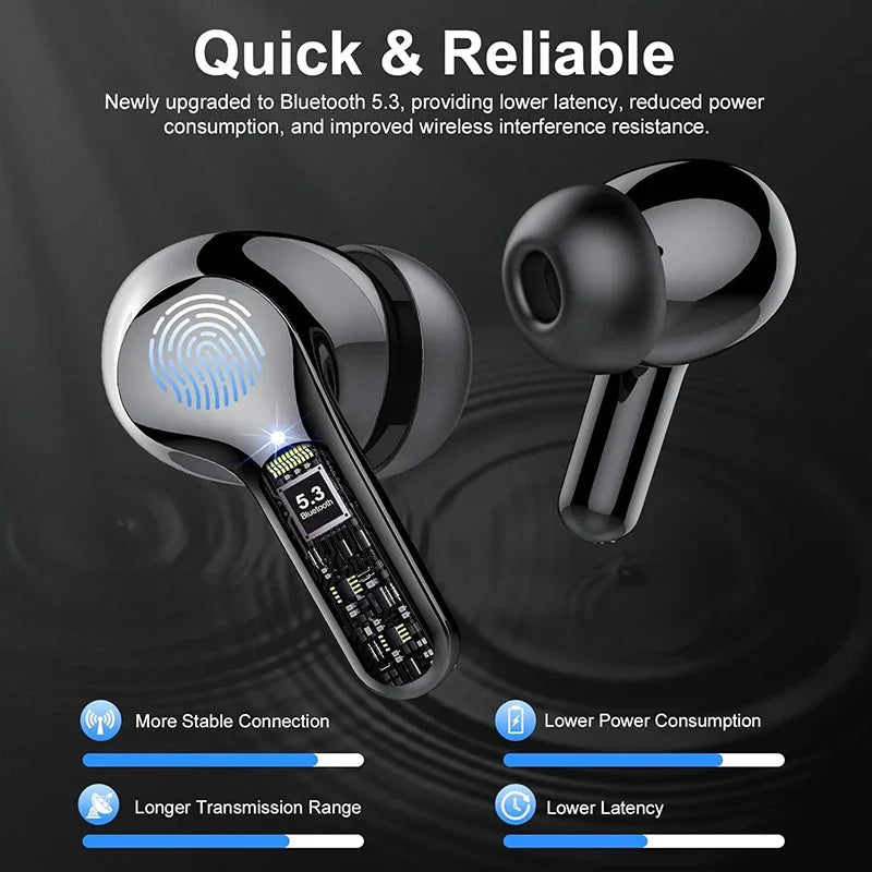 UYUXIO BT5.4 ENC Wireless LED Earbuds