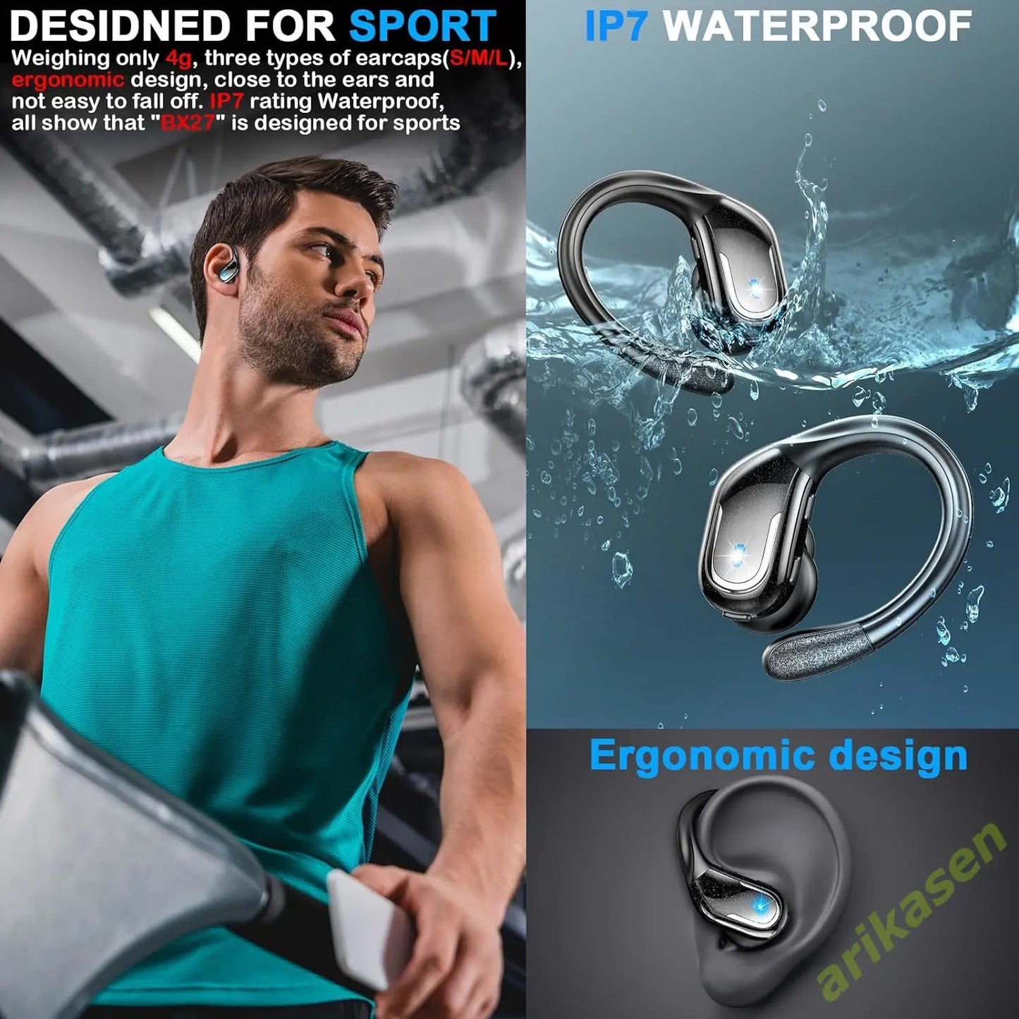 Bluetooth 5.3 ENC Waterproof Sports Earphones