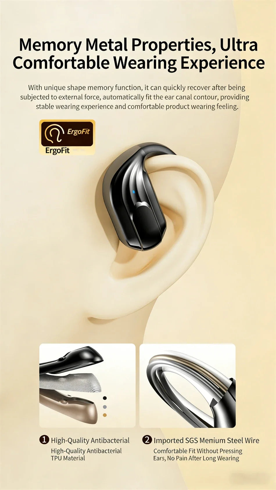 Bluetooth 5.4 Sports Wireless Earhook Headphones