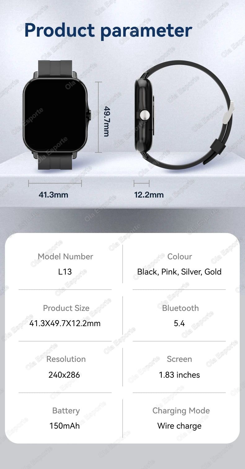 1.83" Bluetooth Calling Health Smartwatch