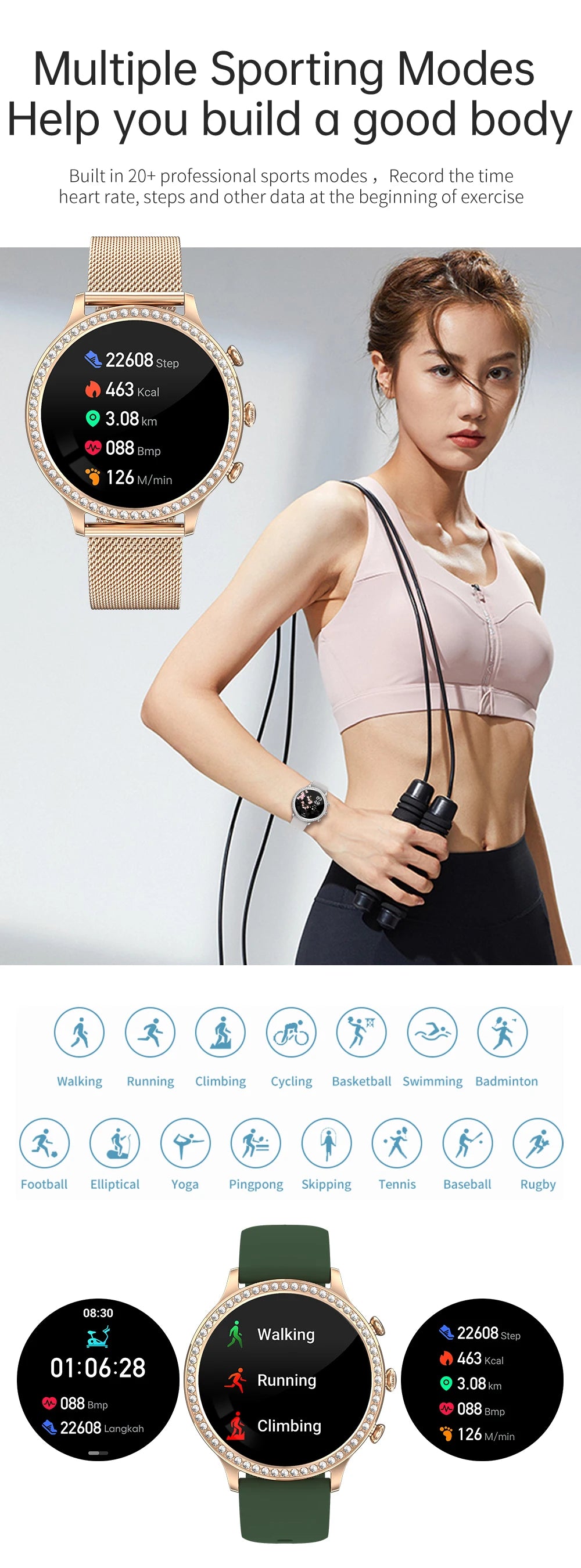 Ladies' Bluetooth Calling Smartwatch with Double Strap