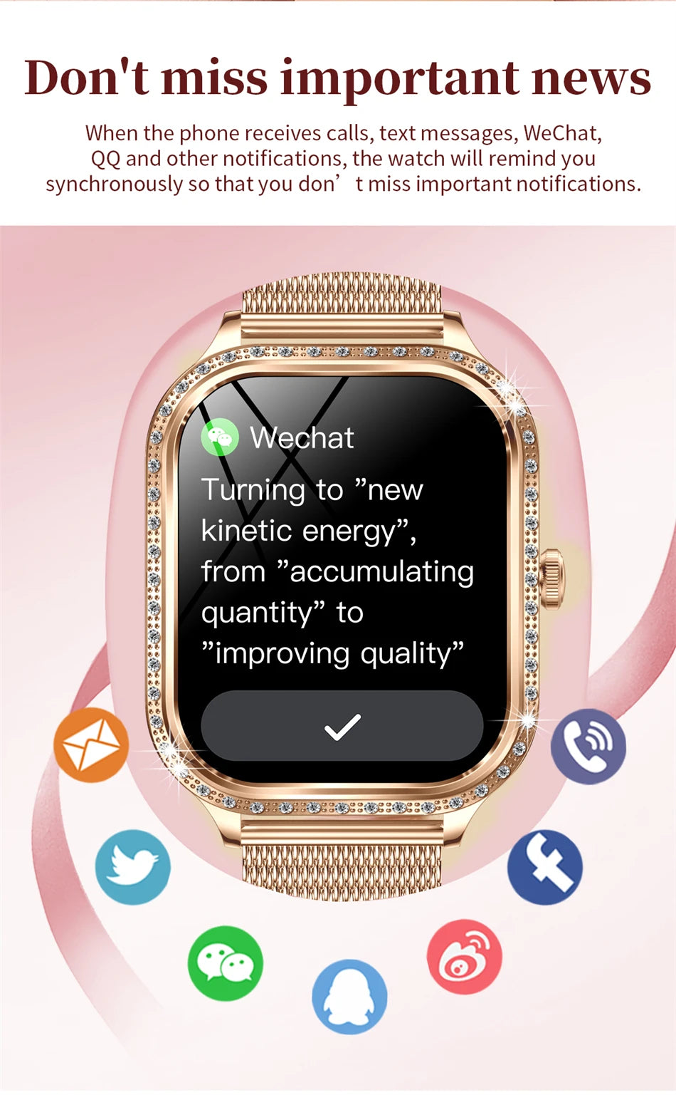 Luxury Bluetooth Calling Women's Smartwatch