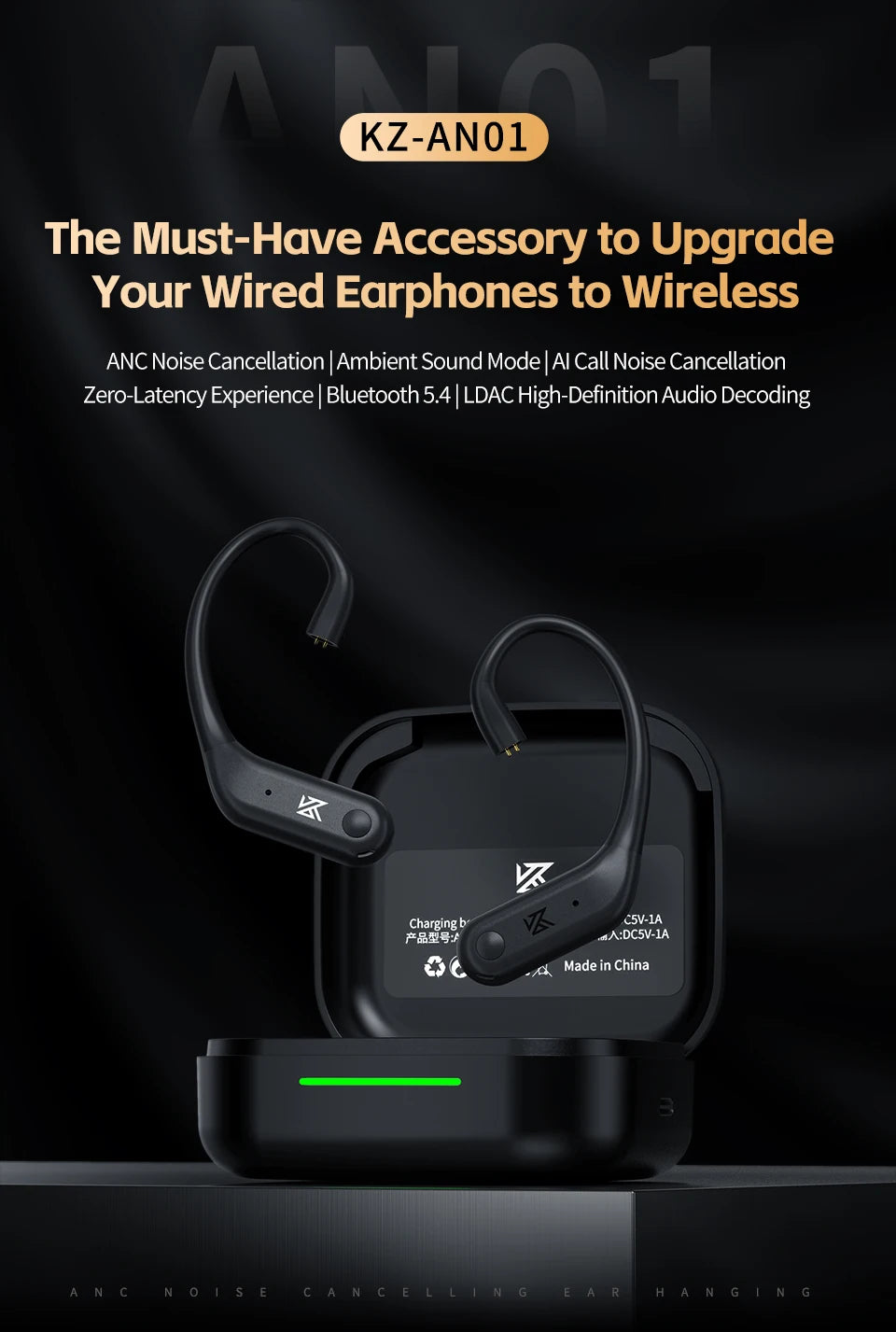 KZ AN01 Bluetooth 5.4 Ear Hook Adapter