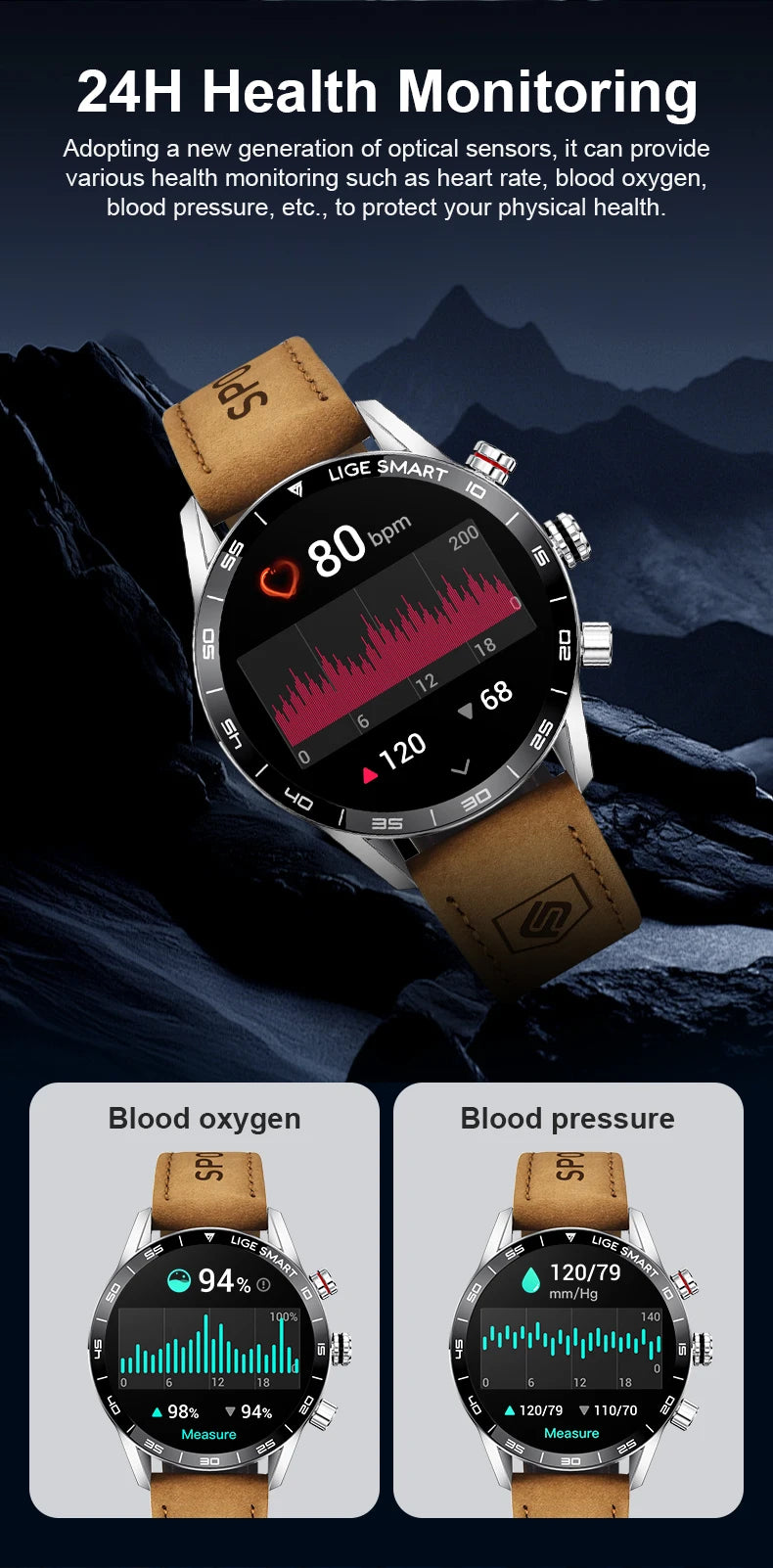Rugged GPS AMOLED Bluetooth Smartwatch