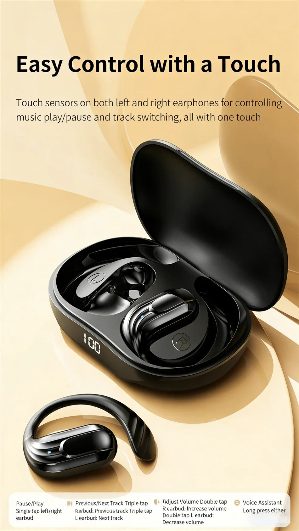 Bluetooth 5.4 Sports Wireless Earhook Headphones