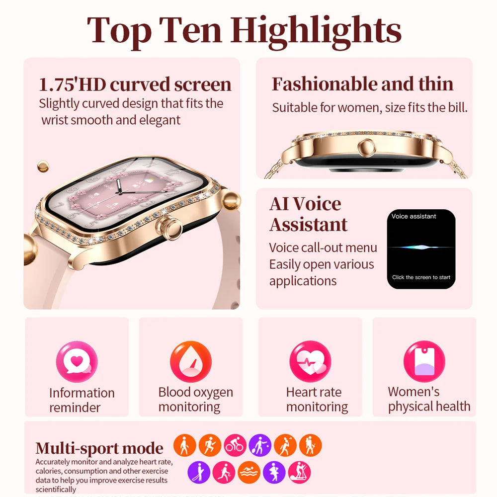 Luxury Bluetooth Calling Women's Smartwatch