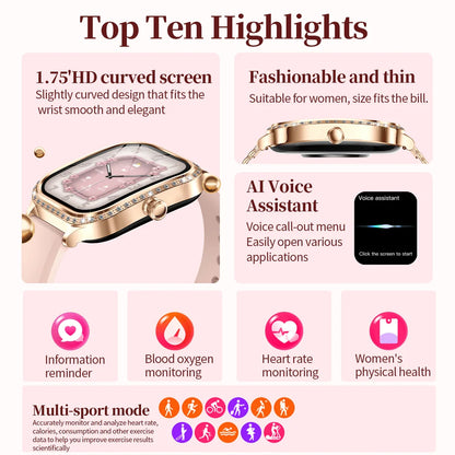 Luxury Bluetooth Calling Women's Smartwatch