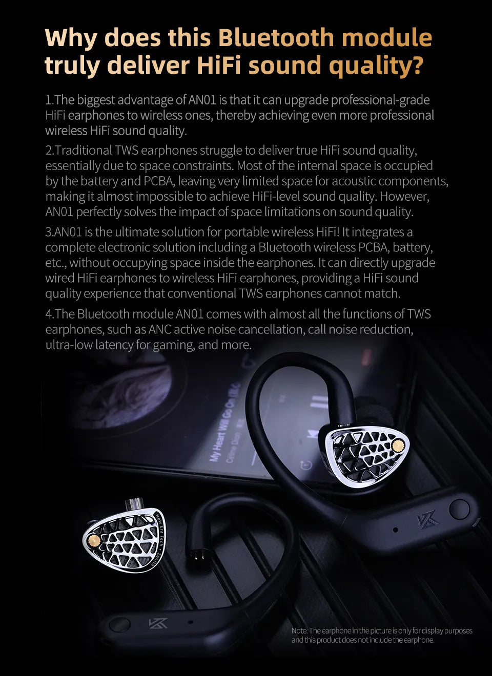 KZ AN01 Bluetooth 5.4 Ear Hook Adapter