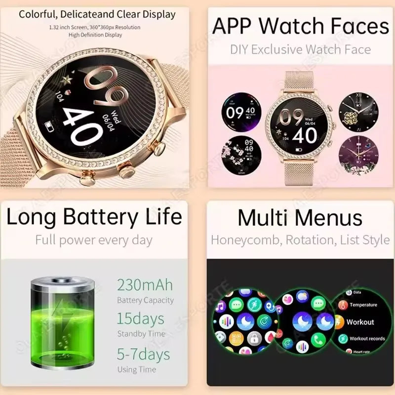 Ladies' Bluetooth Calling Smartwatch with Double Strap