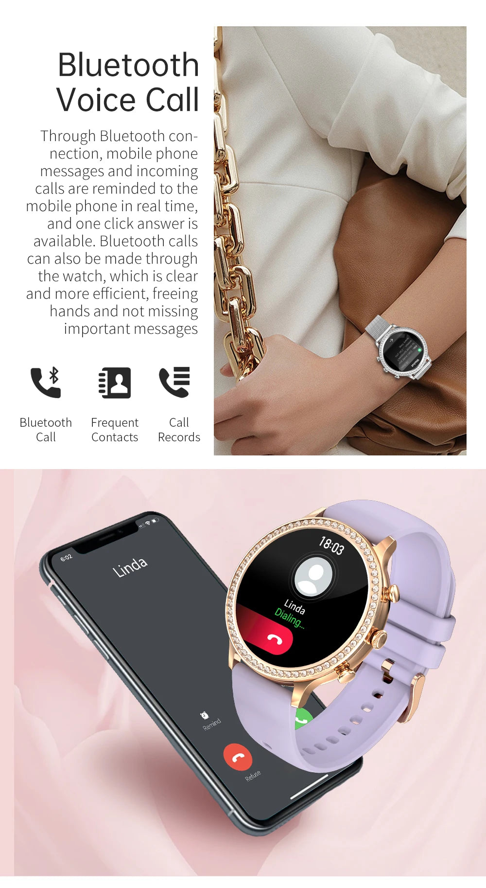 Ladies' Bluetooth Calling Smartwatch with Double Strap