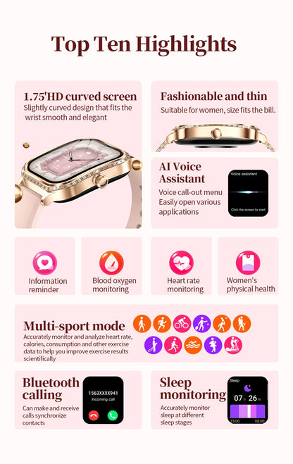 Luxury Bluetooth Calling Women's Smartwatch