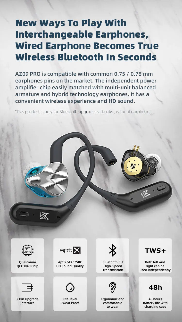 KZ AZ09 PRO Wireless Ear Hook Adapter