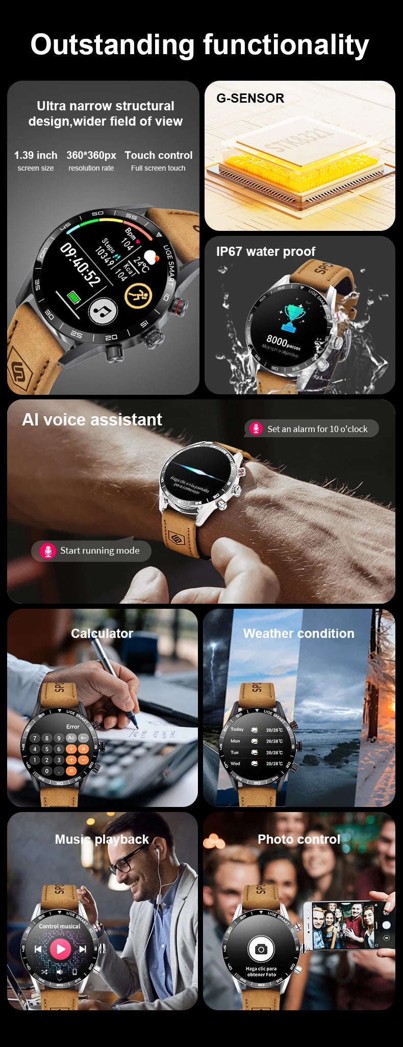 Rugged GPS AMOLED Bluetooth Smartwatch