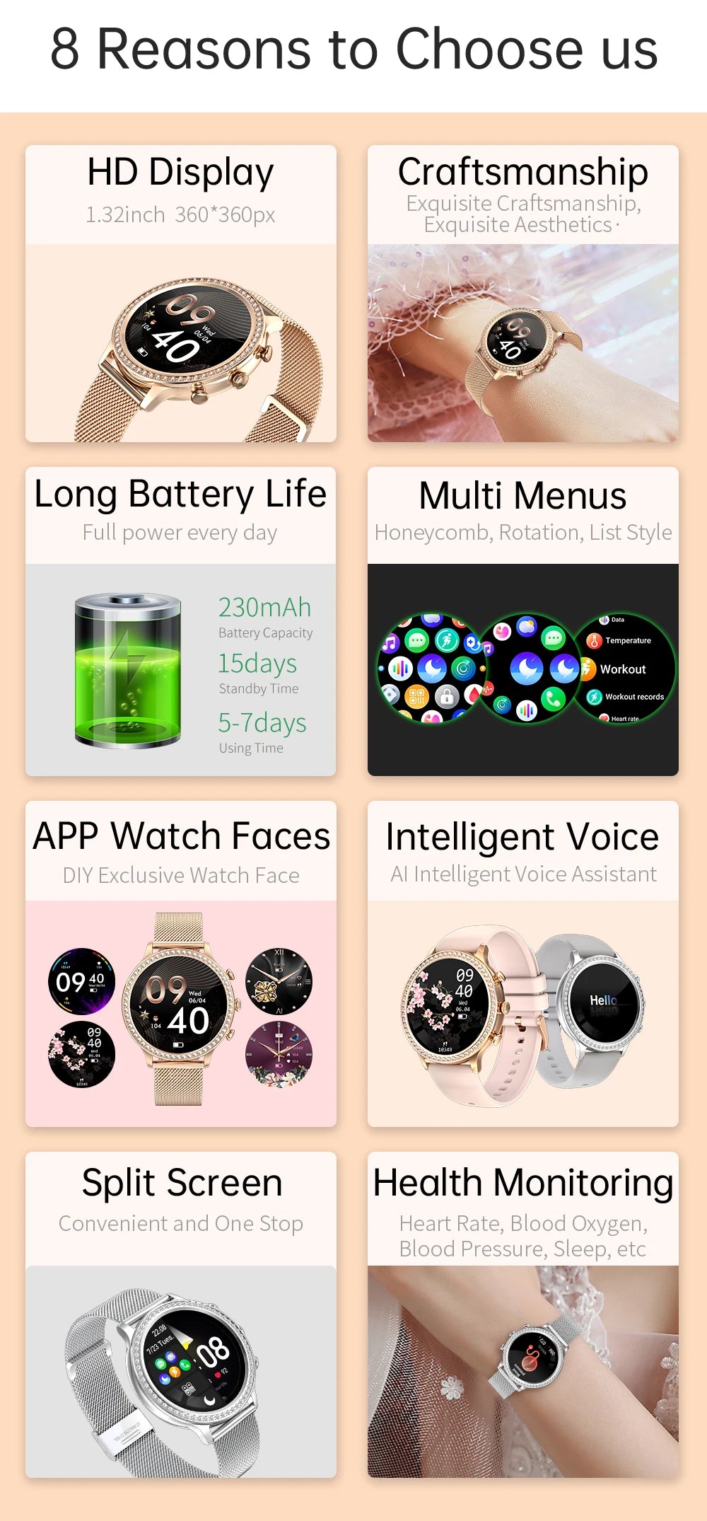 Ladies' Bluetooth Calling Smartwatch with Double Strap