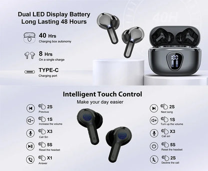 UYUXIO BT5.4 ENC Wireless LED Earbuds