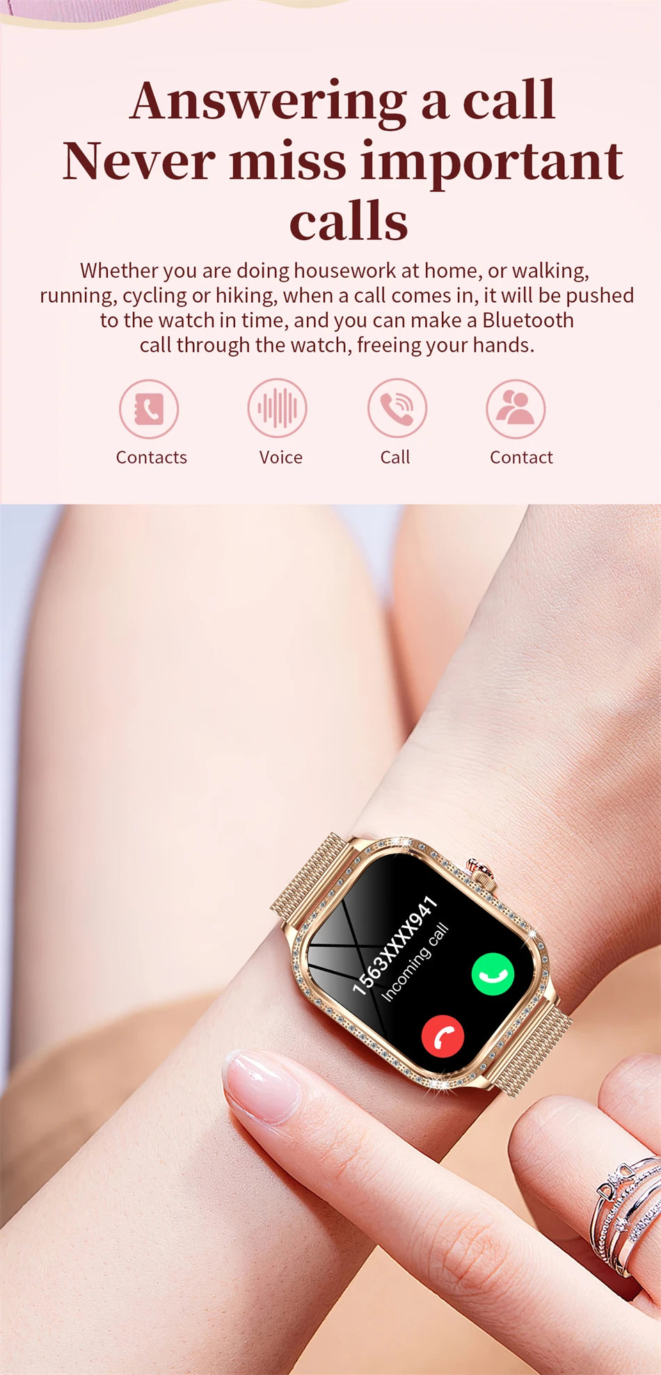 Luxury Bluetooth Calling Women's Smartwatch